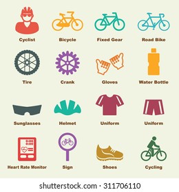 bicycle elements, vector infographic icons