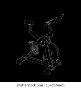 Bicycle exercise machine. Vector outline illustration. 