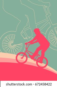 Bicycle extreme freestyle rider action vector abstract background