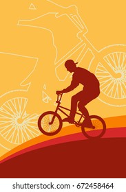 Bicycle extreme freestyle rider action vector abstract background