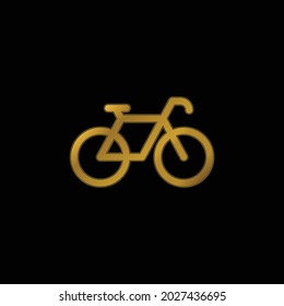 Bicycle Facing Right gold plated metalic icon or logo vector