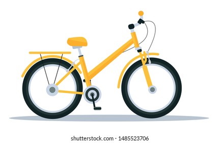 Bicycle family ride. Bike for man, woman, boy, girl. Vector cartoon illustration isolated on white background.