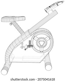 Bicycle fitness. EPS10 format. Wire-frame Vector created of 3d.