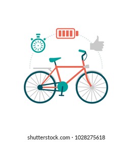 Bicycle and fitness icons: sports, healthy lifestyle and workout concept