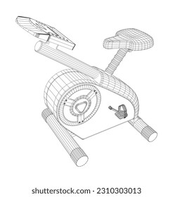 Bicycle fitness. Wire-frame Outline Drawing Motorbike. Vector created of 3d.