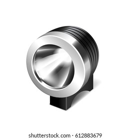 Bicycle flashlight isolated on white photo-realistic vector illustration