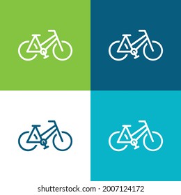 Bicycle Flat four color minimal icon set
