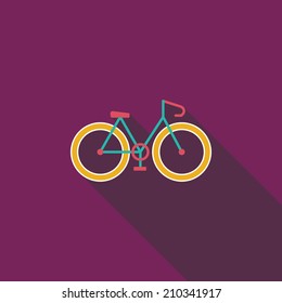 Bicycle flat icon with long shadow