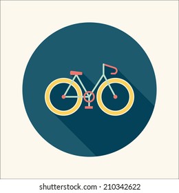 Bicycle flat icon with long shadow