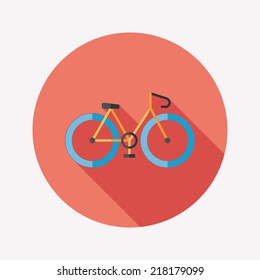 Bicycle flat icon with long shadow