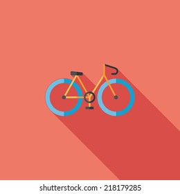 Bicycle flat icon with long shadow