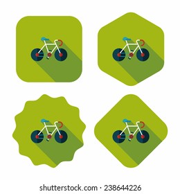 bicycle flat icon with long shadow, eps10