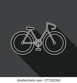 Bicycle flat icon with long shadow, line icon