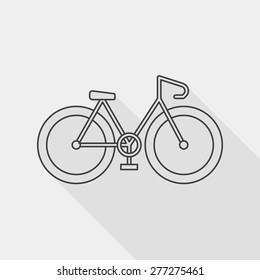 Bicycle flat icon with long shadow, line icon