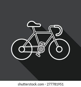 bicycle flat icon with long shadow, line icon