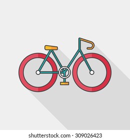 Bicycle flat icon with long shadow