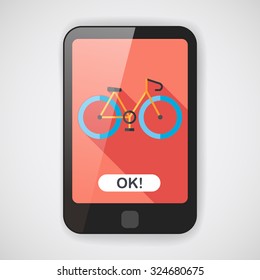 Bicycle flat icon with long shadow