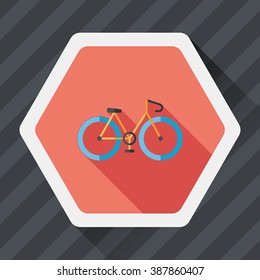 Bicycle flat icon with long shadow