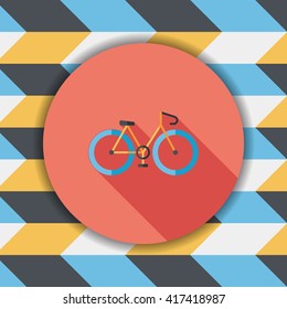 Bicycle flat icon with long shadow