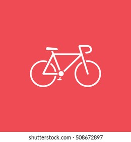 Bicycle Flat Icon On Red Background