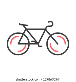 Bicycle flat line icon. Public transportation symbol, black cycle, bike sign on white background