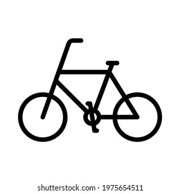 Bicycle flat line icon. Vector outline illustration of  Urban transportation, bike sharing, bicycle fitness. Black color thin linear sign for store, can be used in logo, UI and web design.