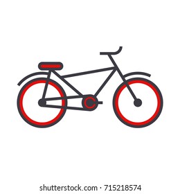 Bicycle flat line illustration, concept vector isolated icon 
