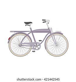 Bicycle in flat style. Retro bicycle isolated on white background. Vector illustration.