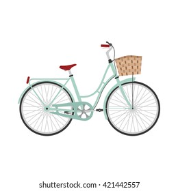 Bicycle in flat style. Retro bicycle isolated on white background. Vector illustration.