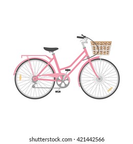 Bicycle in flat style. Retro bicycle isolated on white background. Vector illustration.