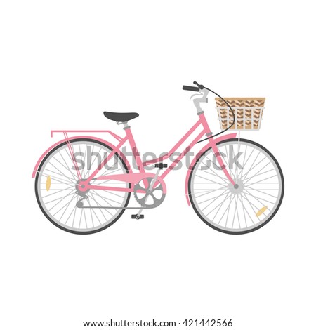 Bicycle in flat style. Retro bicycle isolated on white background. Vector illustration.