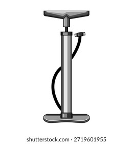 Bicycle floor pump for inflating tires and routine maintenance, ideal for cycling, commuting and fitness  simple studio cutout illustration of pump, hose and valve