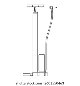Bicycle Floor Pump Outline Icon Illustration on White Background