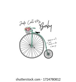 bicycle flower text line color tee illustration art vector