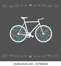 bicycle with flower wheels. vector illustration