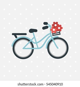Bicycle with flowers icon design flat isolated. Bike and orange bycicle, cycling