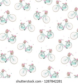 Bicycle Flowers Ribbon Pattern