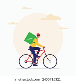 Bicycle food delivery flat illustration