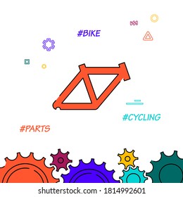 Bicycle frame filled line vector icon, simple illustration, related bottom border.