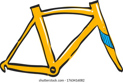 Bicycle frame icon in color drawing. Sport transportation leisure size fitting