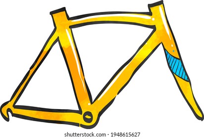 Bicycle frame icon in color drawing. Sport transportation leisure size fitting
