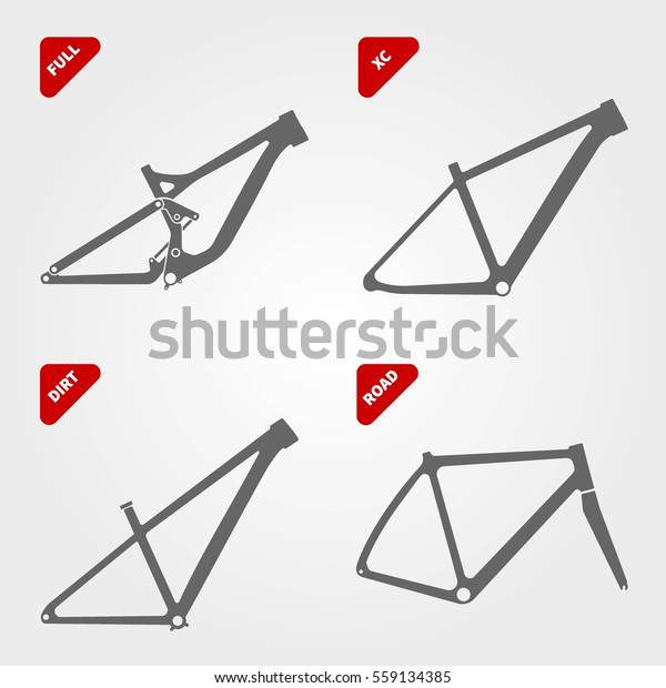 Bicycle frame icon. Full suspension,cross country, dirt,\
road bicycle. 