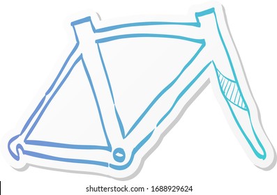 Bicycle frame icon in sticker color style. Sport transportation leisure size fitting