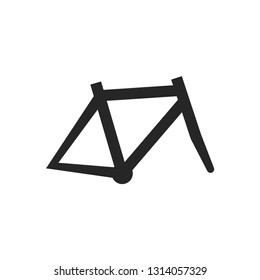 Bicycle frame icon in thick outline style. Black and white monochrome vector illustration.