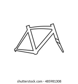 Bicycle frame icon in thin outline style. Sport transportation leisure size fitting