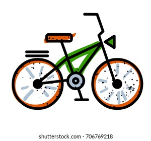 Bicycle freehand picture. Artistic drawing.