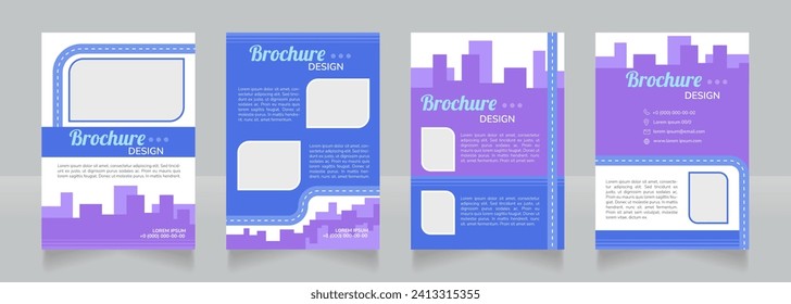 Bicycle friendly city purple blank brochure design. Template set with copy space for text. Premade corporate reports collection. Editable 4 pages
