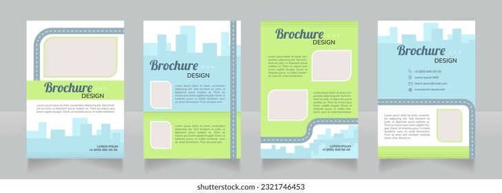 Diseño de folletos en blanco para la política adaptada a las bicicletas. Conjunto de plantillas con espacio de copia para texto. Recopilación de informes corporativos prefabricados. Editable 4 páginas de papel. Lobster Regular, Nunito SemiBold, Fuentes ligeras usadas
