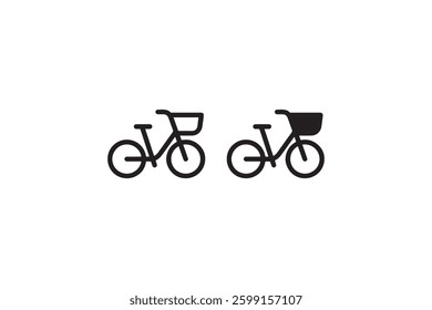 Bicycle with front basket icon set Vector
