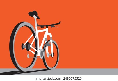 a bicycle in front of the horizon, with high contrast and copy space